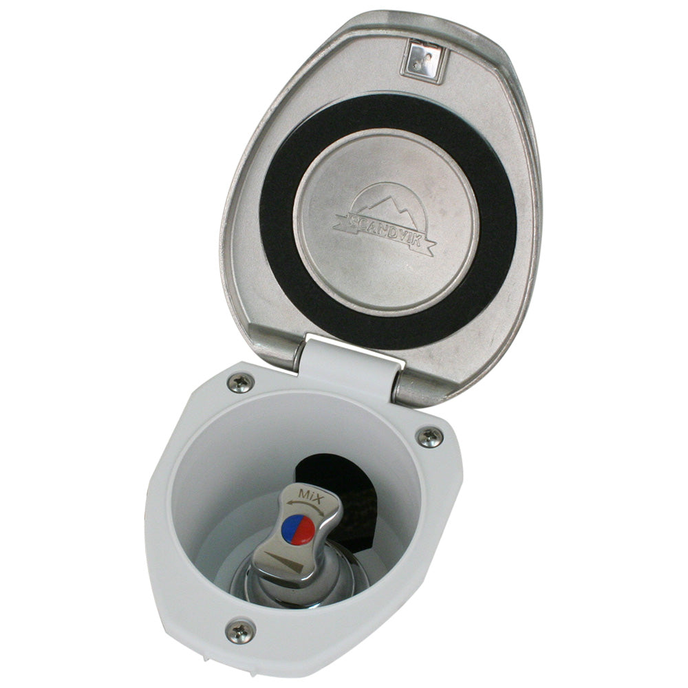 Scandvik Recessed T-Handle Mixing Valve - SS w/White Cup [12134] - Tetron Marine Store