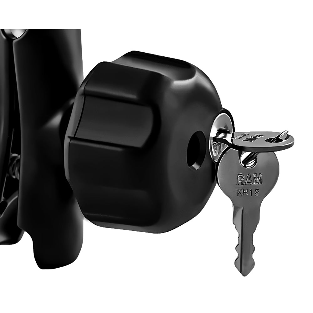 Bouton de montage RAM avec serrure à clé et 1/4 "- 20 trous en laiton [RAM-KNOB3LU]