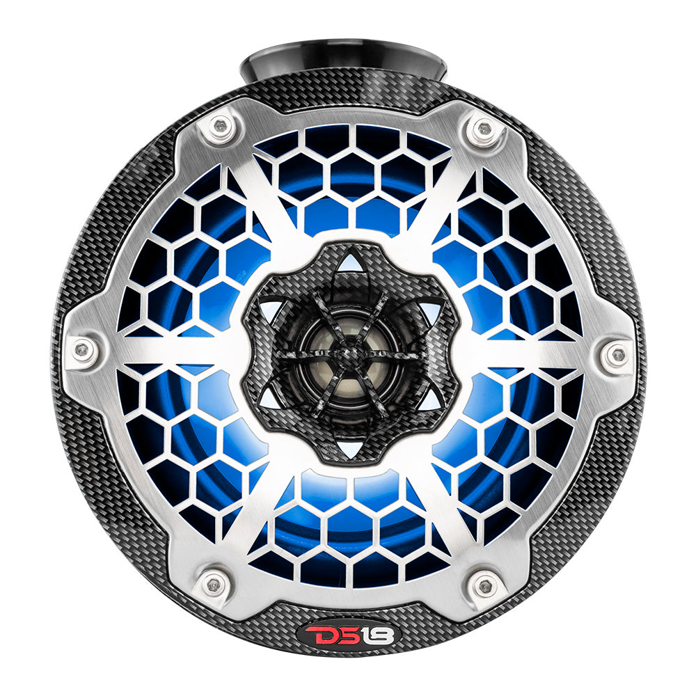 DS18 HYDRO 6,5 "Haut-parleur de tour de wakeboard compact avec lumières LED RVB - 375W - Fibre de carbone noire [CF-PS6]