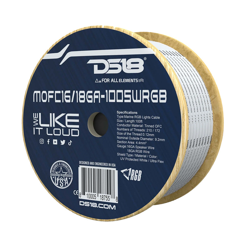 DS18 Marine Tinned OFC 18GA RGB Wire w/16GA Speaker Wire - 100 Spool [MOFC16/18GA-100SWRGB] - Tetron Marine Store