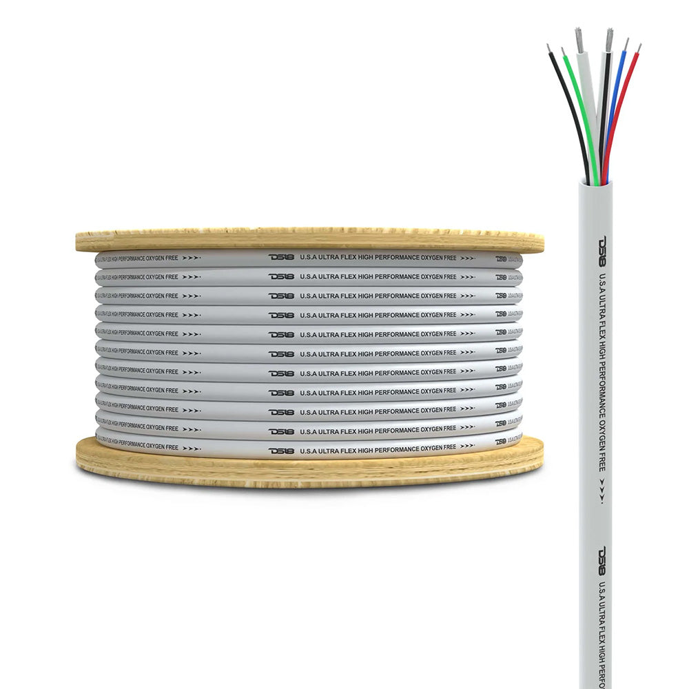 DS18 Marine verzinntes OFC 18GA RGB-Kabel mit 16GA-Lautsprecherkabel – 100 Spulen [MOFC16/18GA-100SWRGB]