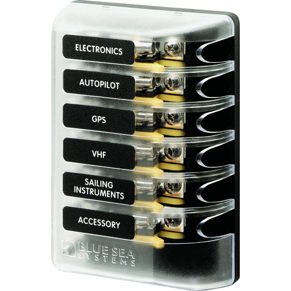 Blue Sea 5018 ST Glass Fuse Block w/out Negative Bus - 6 Circuit [5018] - Tetron Marine Store
