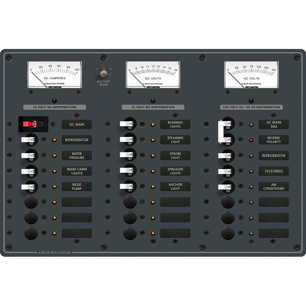 Blue Sea 8084 AC Main +6 Positions/DC Main +15 Positions Toggle Circuit Breaker Panel - White Switches [8084] - Tetron Marine Store