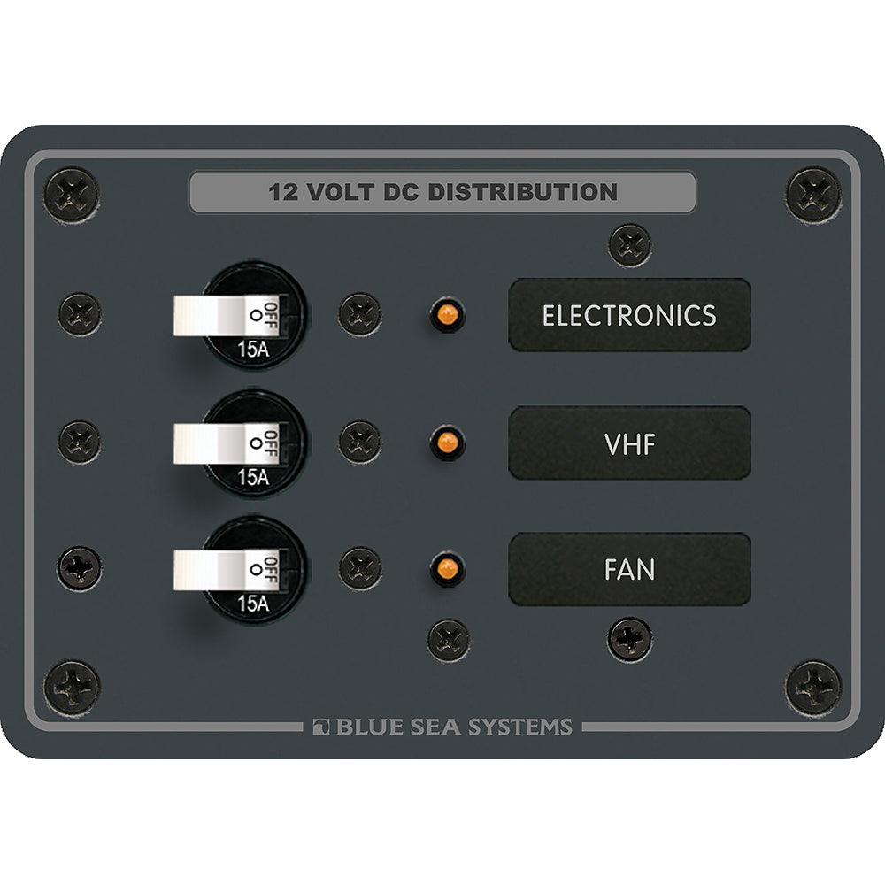 Blue Sea 8025 DC 3 Position Breaker Panel - White Switches [8025] - Tetron Marine Store