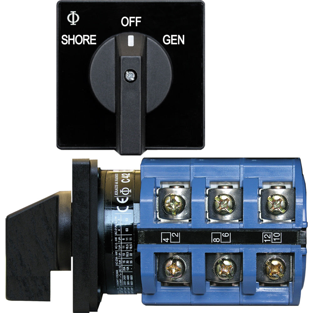 Blue Sea 9019 Switch, AC 240VAC 63A OFF +2 Positions [9019] - Tetron Marine Store
