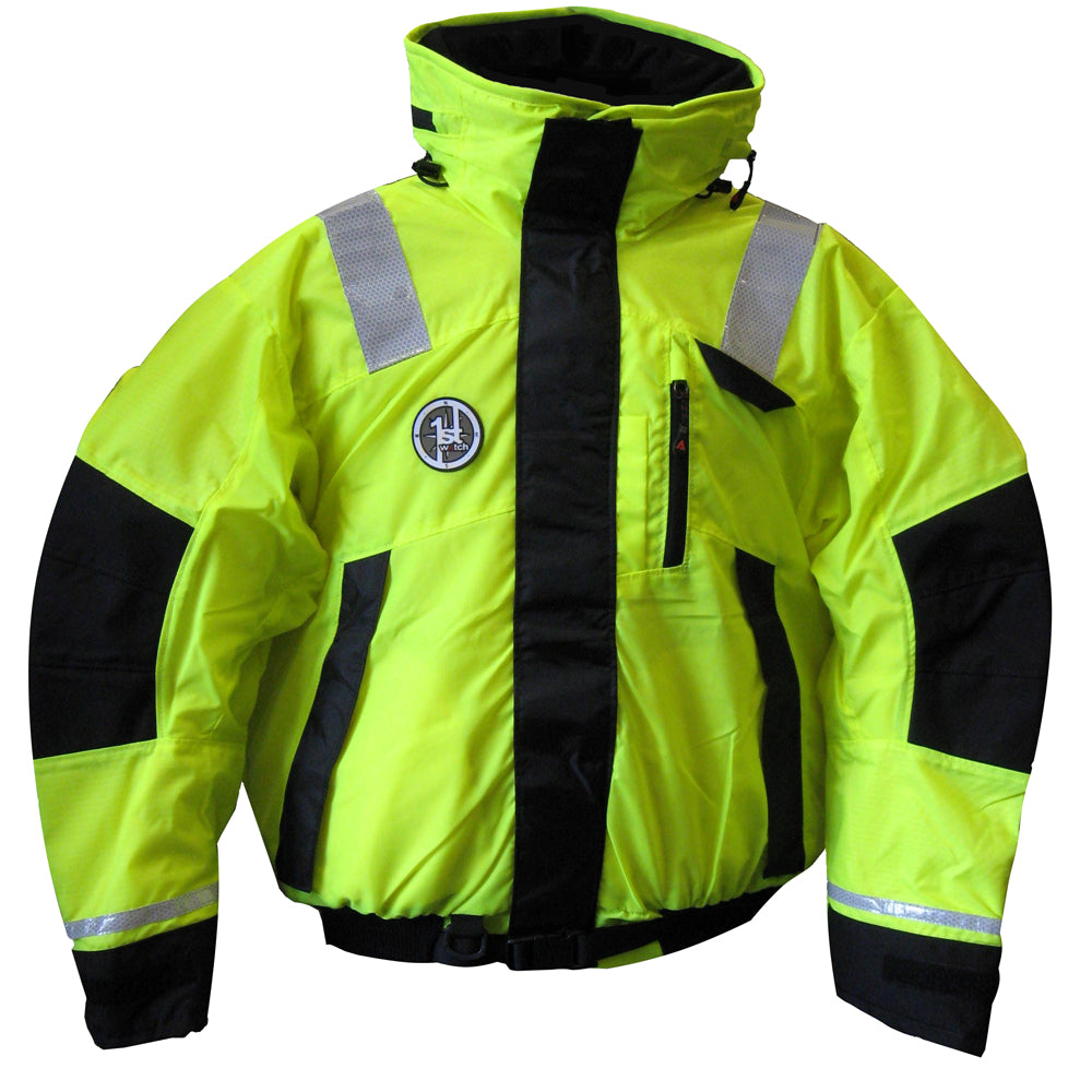 First Watch AB-1100 Flotation Bomber Jacket - Hi-Vis Yellow/Black - XXL [AB-1100-HV-XXL] - Tetron Marine Store