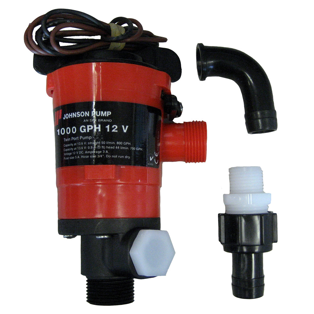 Johnson Pump Twin Port 1000 GPH Livewell Aerating Pump - 12V [48903] - Tetron Marine Store