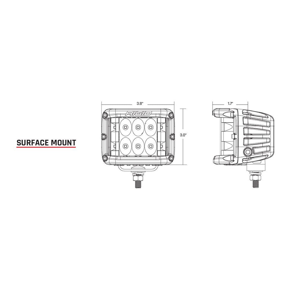 RIGID Industries D-SS Series PRO Spot LED Surface Mount - Pair - White [862213] - Tetron Marine Store