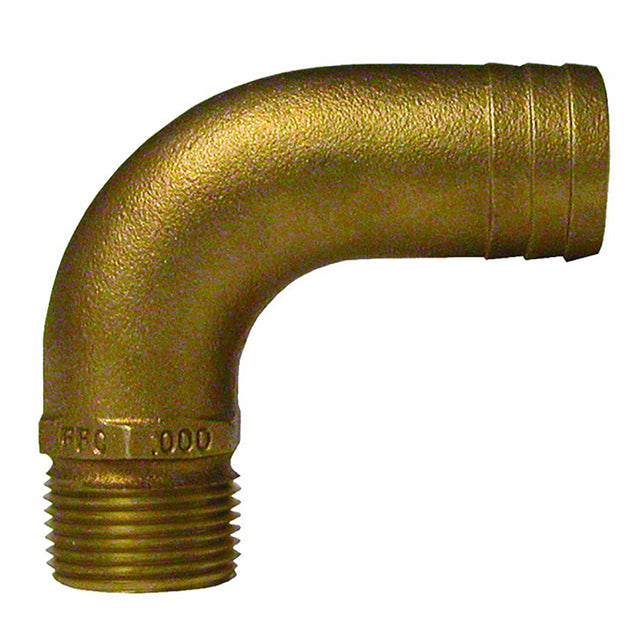 GROCO 1" NPT x 1-1/4" ID Bronze Full Flow 90 Elbow Pipe to Hose Fitting [FFC-1000] - Tetron Marine Store