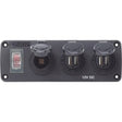 Blue Sea 4365 Water Resistant USB Accessory Panel - 15A Circuit Breaker, 12V Socket, 2x 2.1A Dual USB Chargers [4365] - Tetron Marine Store