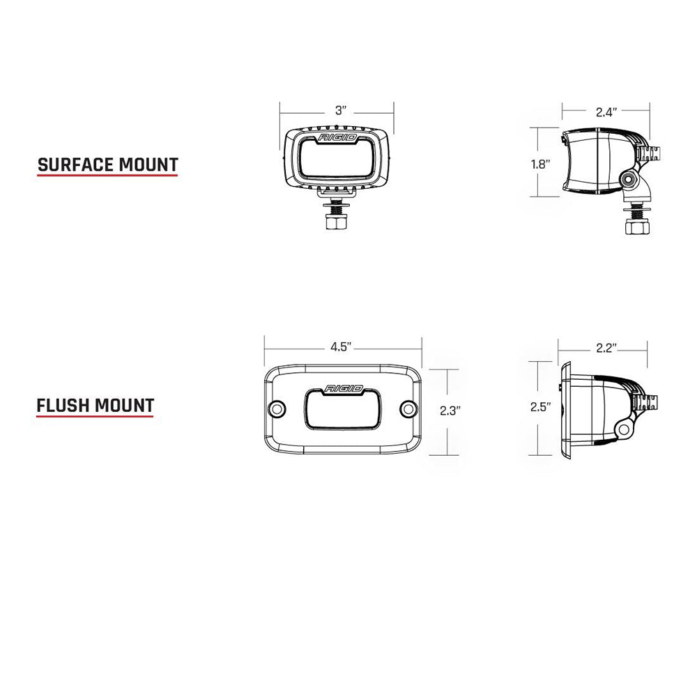 RIGID Industries SR-M Series Pro Spot Surface Mount - Black [902213] - Tetron Marine Store