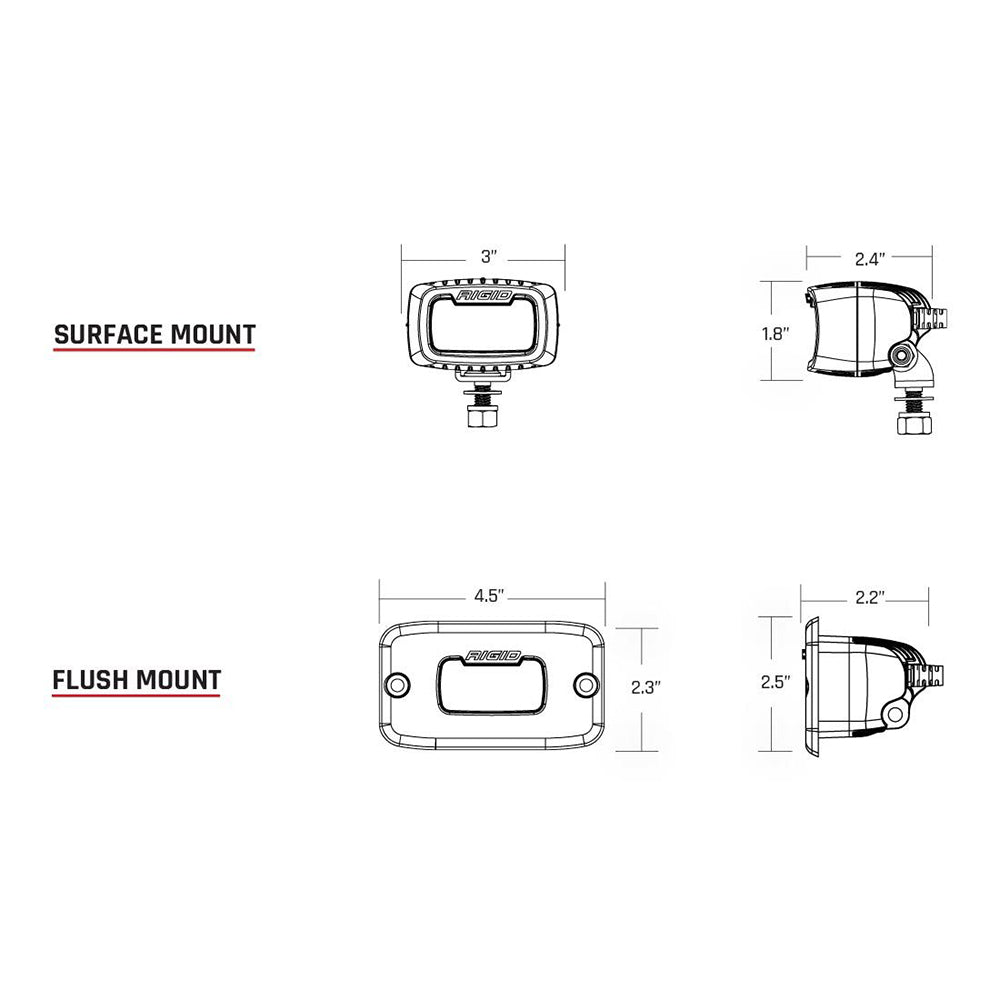RIGID Industries SR-M Series Pro Diffused Flush Mount - Black [922513] - Tetron Marine Store