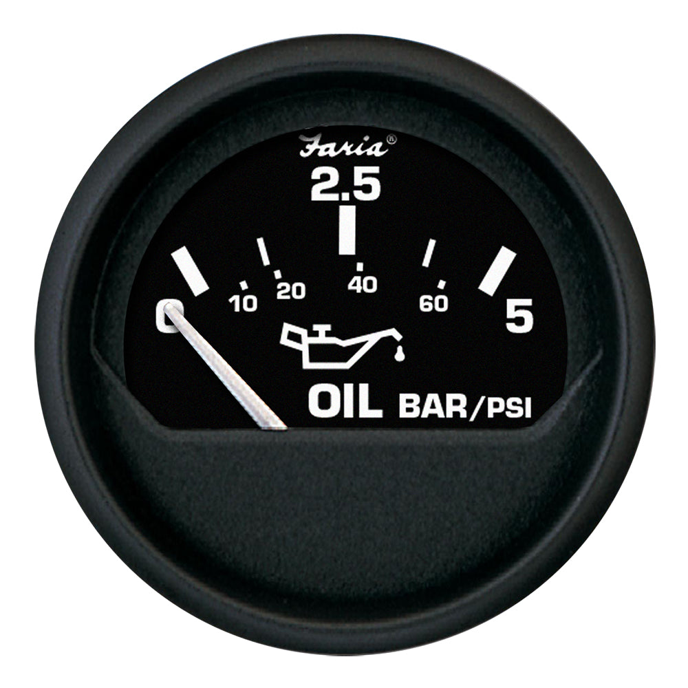 Faria Euro Black 2" Oil Pressure Gauge - Metric (5 Bar) [12805] - Tetron Marine Store