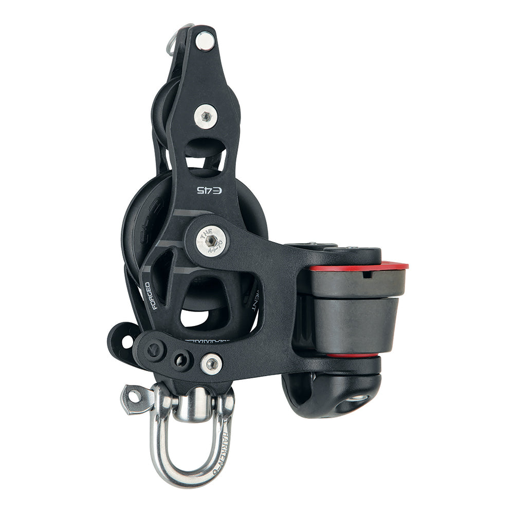 Harken 45mm Single Aluminum Element Fiddle Block w/Swivel, Becket 150 Cam Cleat [6234] - Tetron Marine Store
