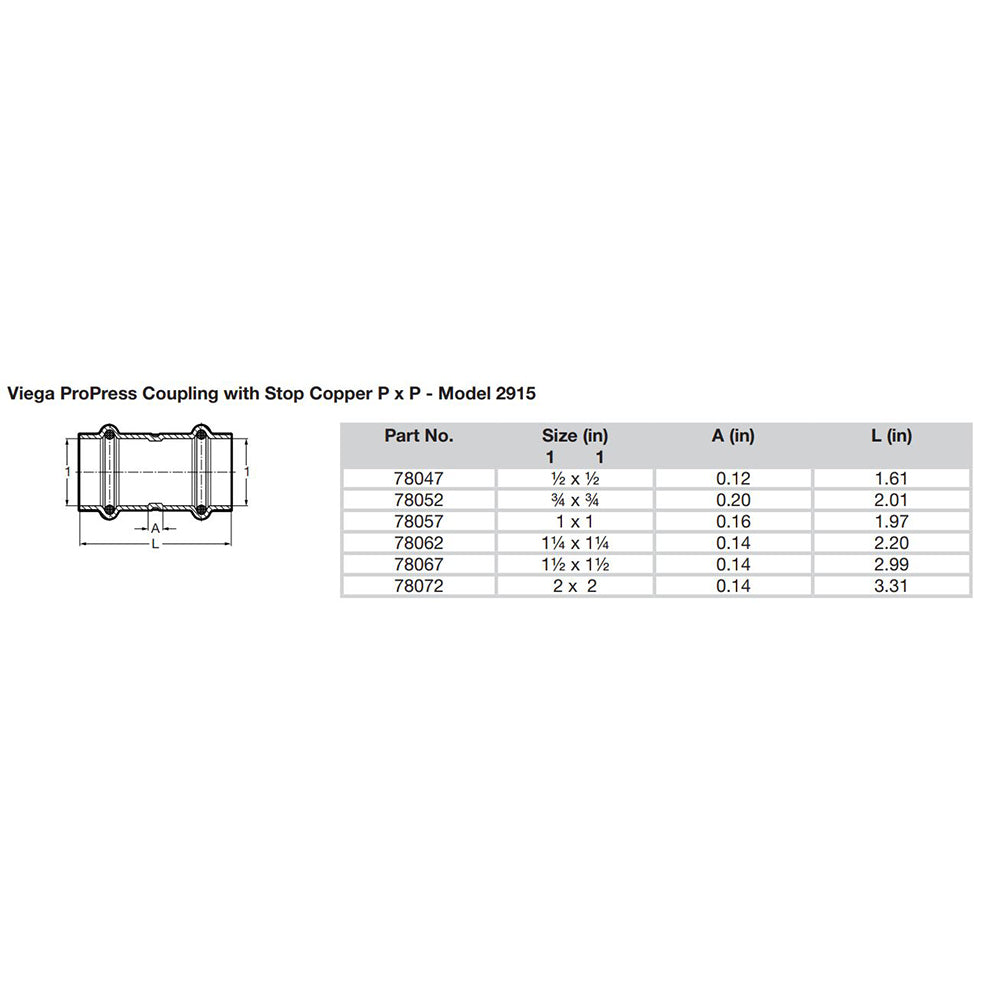 Viega ProPress 1-1/4" Copper Coupling w/Stop - Double Press Connection - Smart Connect Technology [78062] - Tetron Marine Store