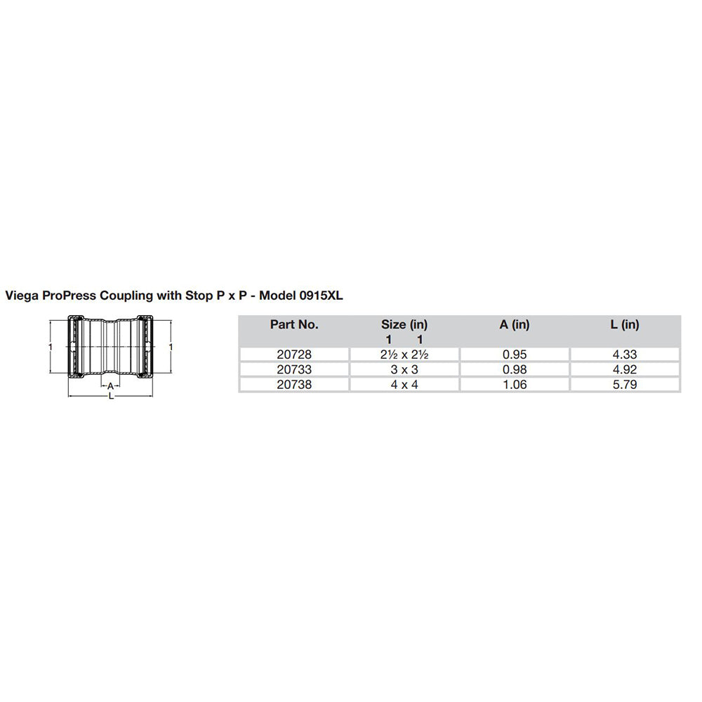 Viega ProPress 2-1/2" Copper Coupling w/Stop Double Press Connection - Smart Connect Technology [20728] - Tetron Marine Store