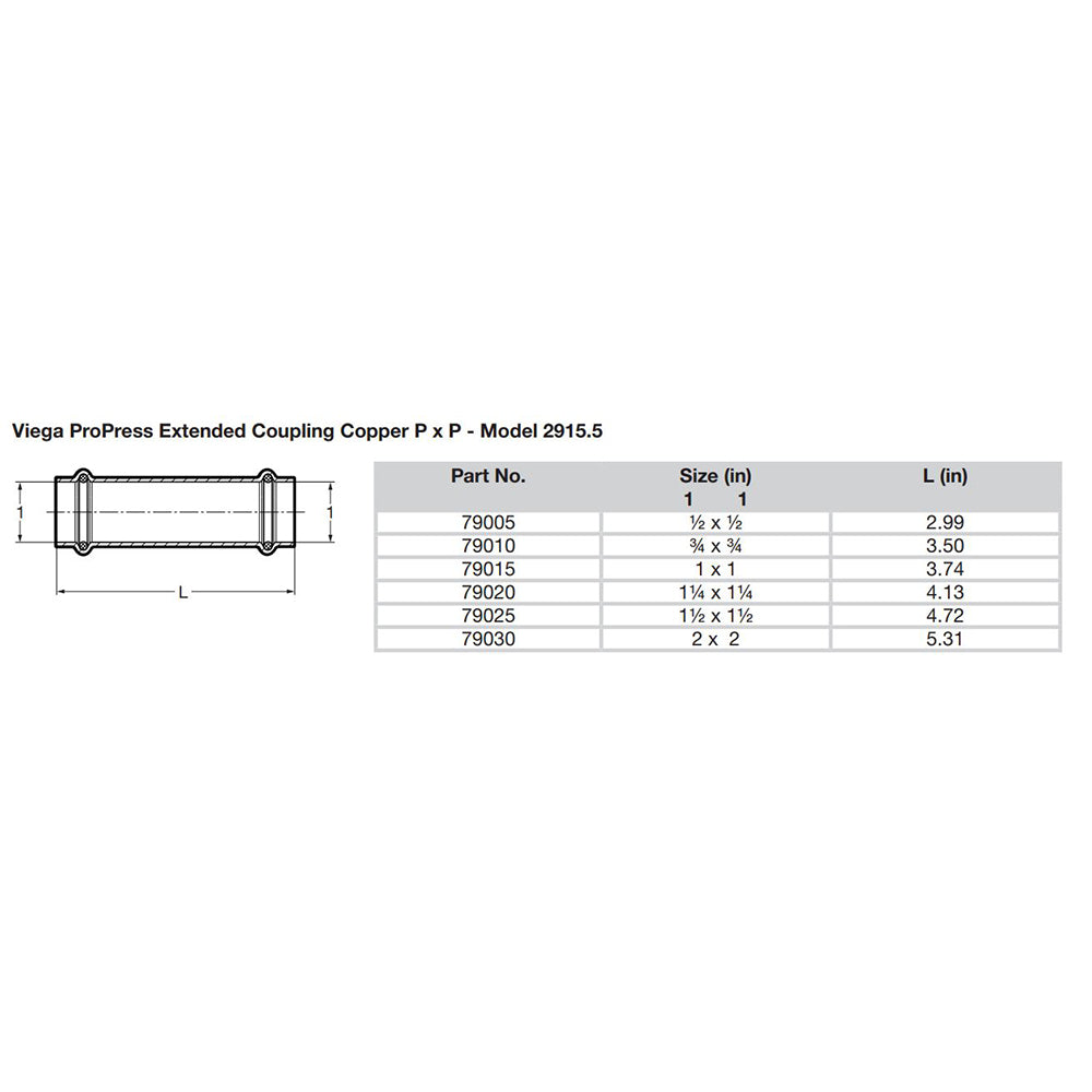 Viega ProPress 1 "Couplage étendu sans arrêt - Connexion à double pression - Technologie Smart Connect [79015]