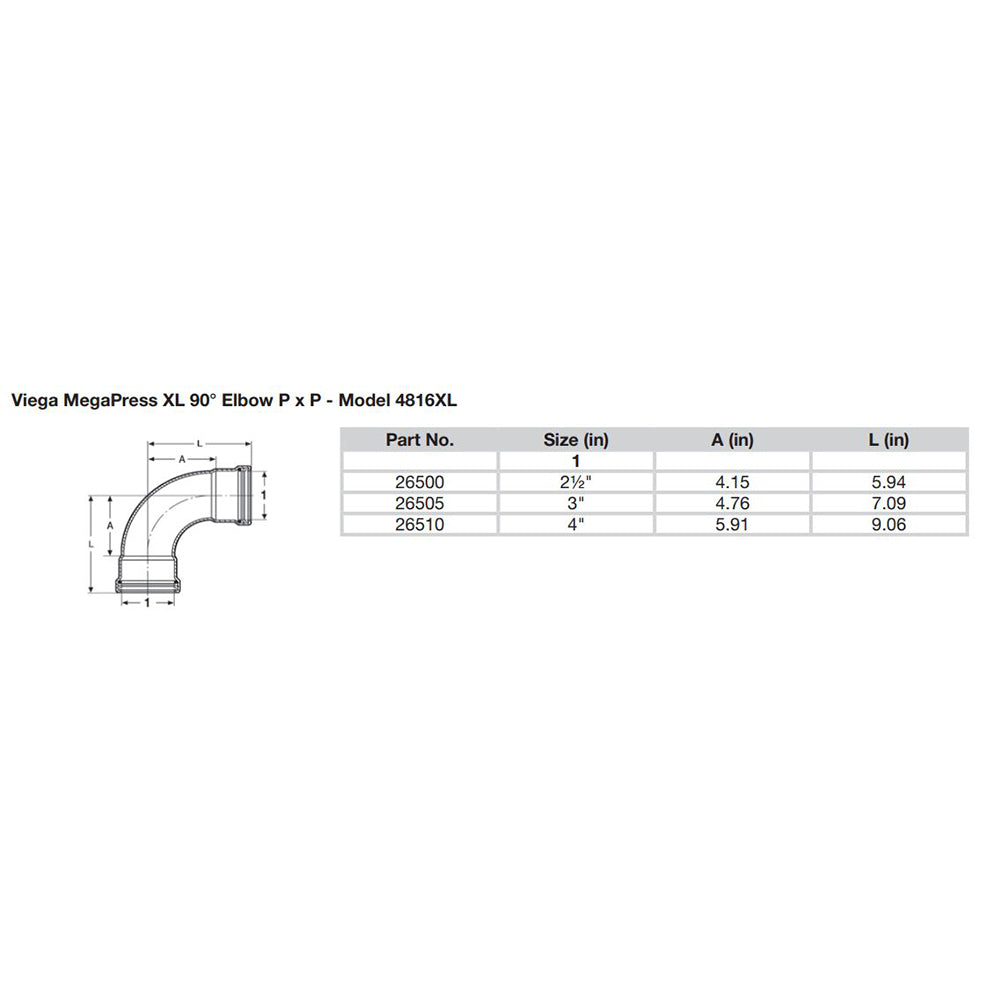 Viega MegaPress 2-1/2" 90 Carbon Steel Elbow w/FKM - Double Press Connection - Smart Connect Technology [26500] - Tetron Marine Store