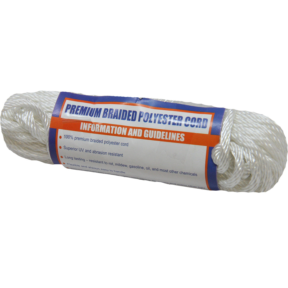 Sea-Dog Solid Braid Polyester Cord Hank – 5/32 Zoll x 50 – Weiß [303304050-1]
