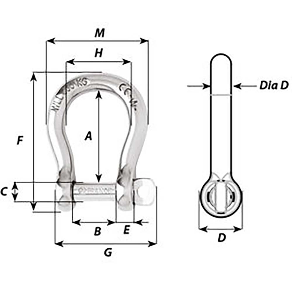 Wichard Self-Locking Bow Shackle - Diameter 4mm - 5/32" [1241W]