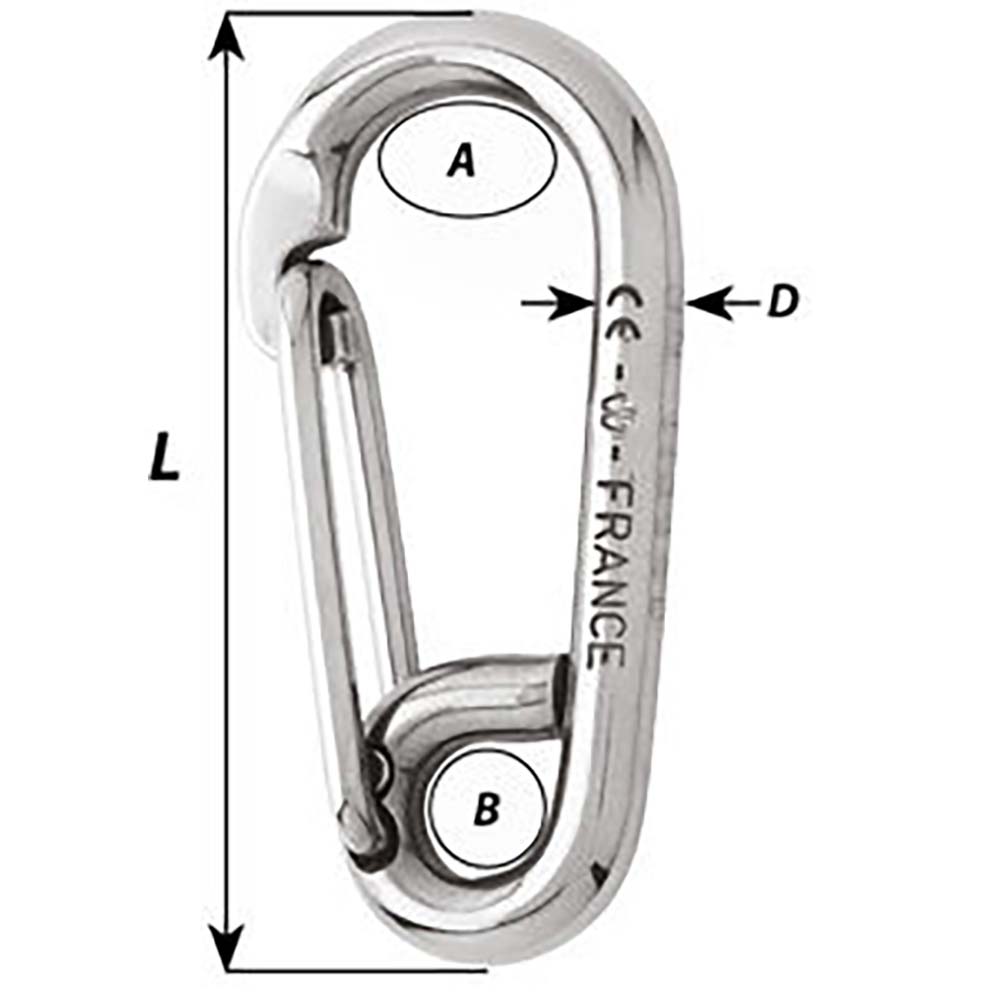 Crochet de carabine symétrique Wichard - Longueur 60 mm - 1/4 "[02313]