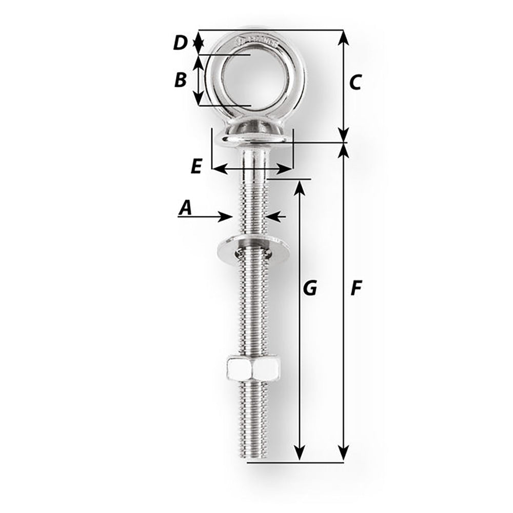 Wichard Eye Bolt - M10 x 150mm - Length 100mm [06495] - Tetron Marine Store