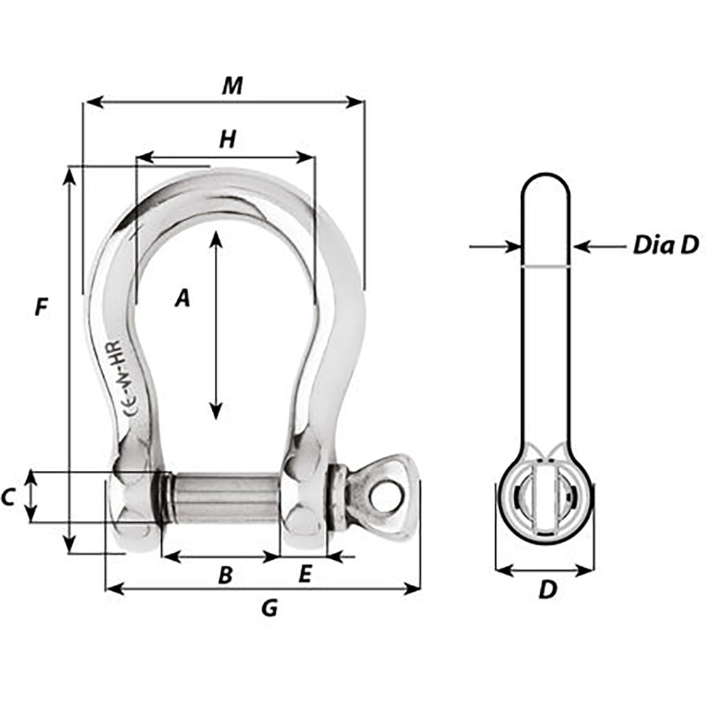 Wichard HR Bow Shackle - 16mm Diameter - 5/8" [11247W]